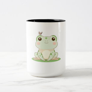 Tasse 2 Couleurs Grenouille Kawaii avec Papillon Design de Nature M