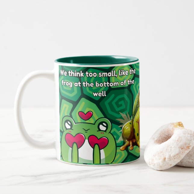 Tasse 2 Couleurs Grenouille mignonne avec dessin de grenouille de d (Avec donut)