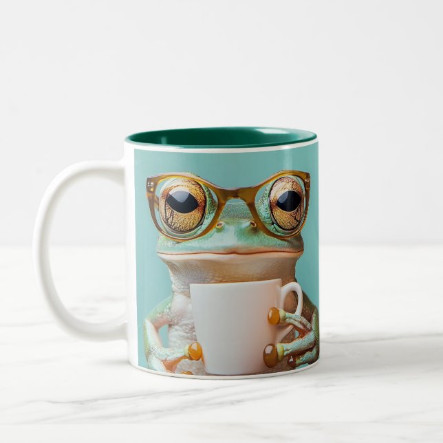 Tasse 2 Couleurs Grenouille personnalisée avec lunettes (Gauche)