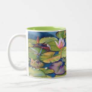 Tasse 2 Couleurs Grenouilles léopards Lily Pads Pond Aquarelle Art
