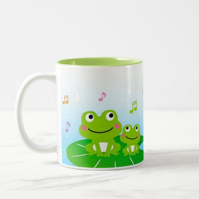 Tasse 2 Couleurs Grenouilles mignonnes et heureuses (Gauche)