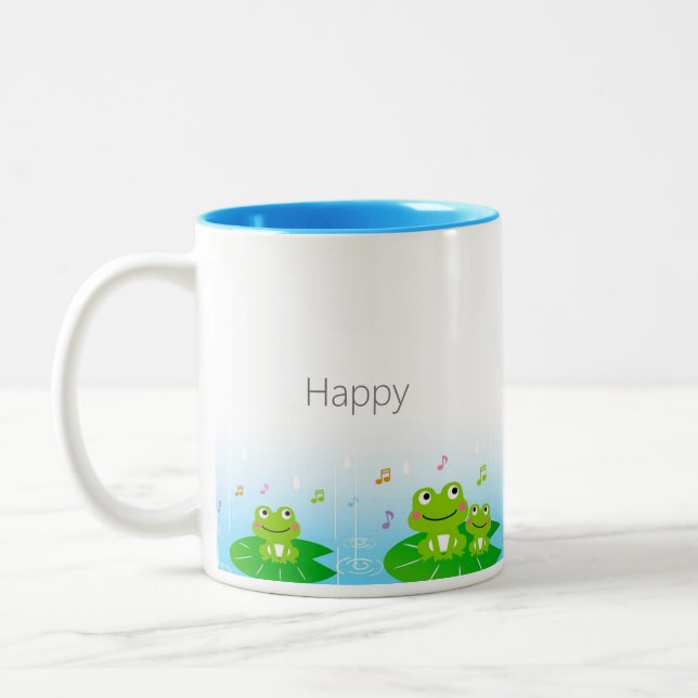 Tasse 2 Couleurs Grenouilles Mignonnes et Heureuses  (Gauche)