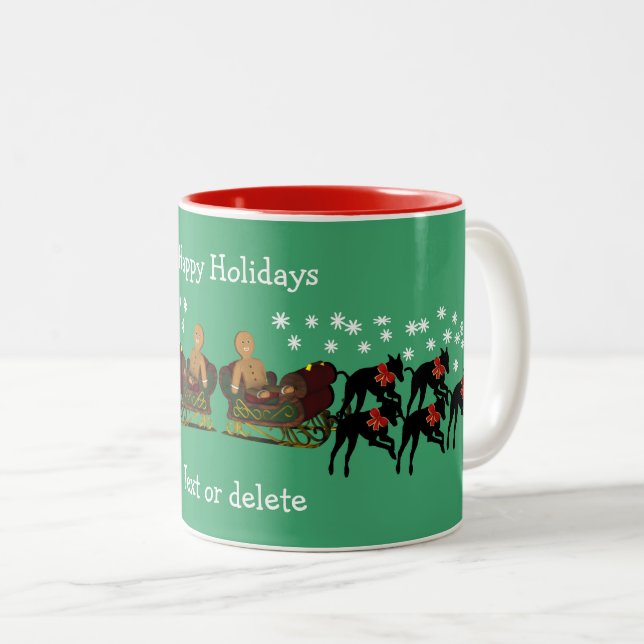 Tasse 2 Couleurs Greyhound Noël Fêtes Personnalisées (Devant droit)