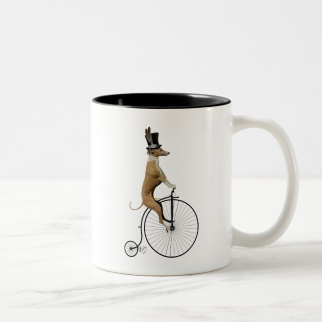 Tasse 2 Couleurs Greyhound sur Black Penny Farthing Bike (Droit)