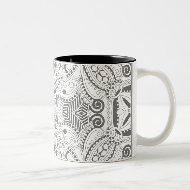 Tasse 2 Couleurs Griffonnage de carré de fleur (Droit)