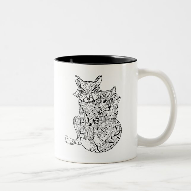Tasse 2 Couleurs Griffonnage de Fox de Boho (Droit)