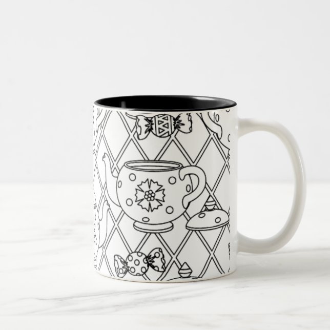 Tasse 2 Couleurs Griffonnage de pot de thé (Droit)