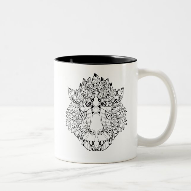 Tasse 2 Couleurs Griffonnage de tête de singe (Droit)