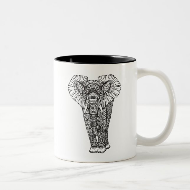Tasse 2 Couleurs Griffonnage d'éléphant modelé par imaginaire (Droit)