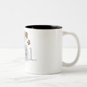 Tasse 2 Couleurs griffonnages, oiseaux, Berlin, dessin de ville