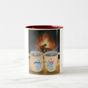 Tasse 2 Couleurs Grillage de bonhomme de neige