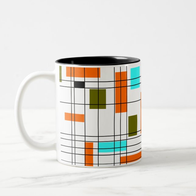 Tasse 2 Couleurs Grille milieu du siècle (Gauche)
