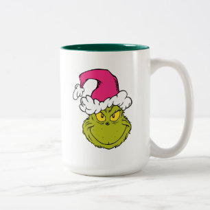 Tasse 2 Couleurs Grinch avec un chapeau de Père Noël rose