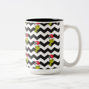 Tasse 2 Couleurs Grinch   Motif chevron de vacances noir et blanc