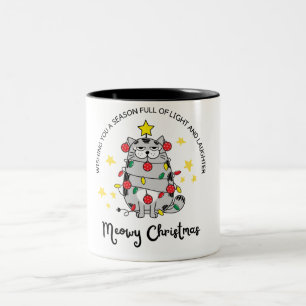 Tasse 2 Couleurs Gris coloré mignon drôle Chat Noël