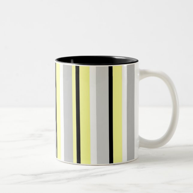 Tasse 2 Couleurs Gris et jaune rayé de style (Droit)