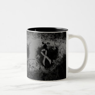 Tasse 2 Couleurs Gris Sensibilisation Ruban Grunge Coeur