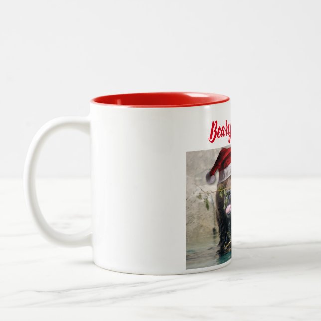 Tasse 2 Couleurs Grizzly Bear Père Noël (Gauche)