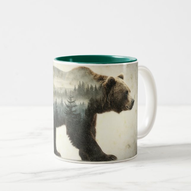 Tasse 2 Couleurs Grizzly Oear Wilderness Art (Devant droit)
