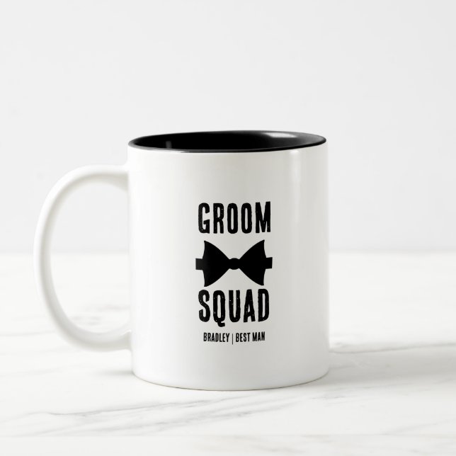 Tasse 2 Couleurs Groom Squad | Bachelor moderne Groomsman Stylish C (Gauche)