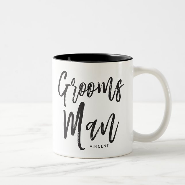 Tasse 2 Couleurs Groomsmen | Style de script Mariage personnalisé (Droit)