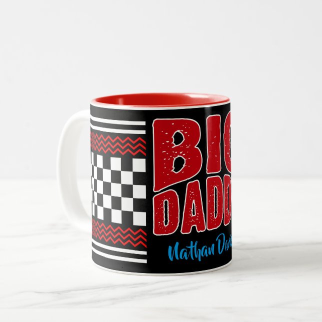 Tasse 2 Couleurs Gros Papa avec Votre Nom sur Noir (Devant gauche)