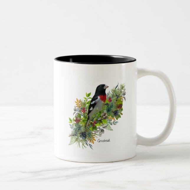 Tasse 2 Couleurs Grosbeak de boue d'oiseaux (Droit)