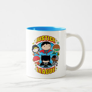 Tasse 2 Couleurs Groupe de la Ligue de la justice de Chibi