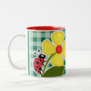 Tasse 2 Couleurs Guingan vert de cadmium ; Coccinelle