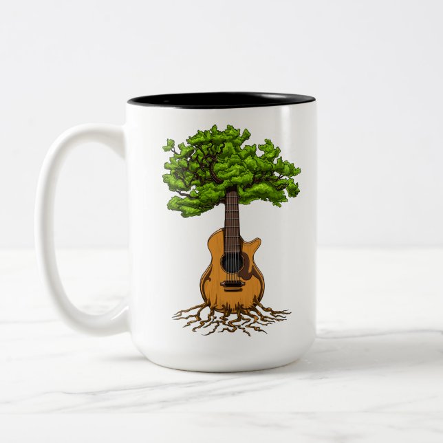 Tasse 2 Couleurs Guitare Acoustique (Gauche)