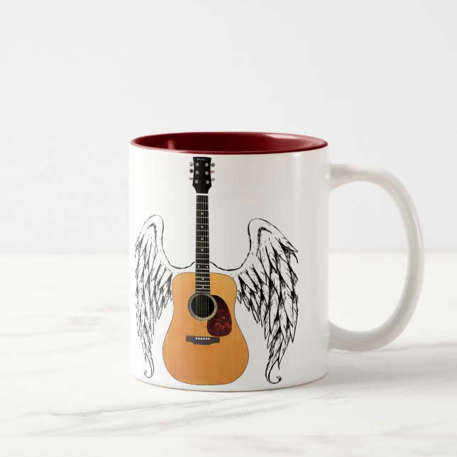 Tasse 2 Couleurs Guitare acoustique ailée (Droit)