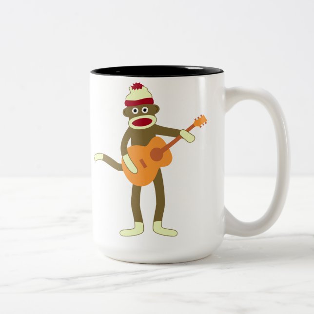 Tasse 2 Couleurs Guitare acoustique de singe de chaussette (Droit)