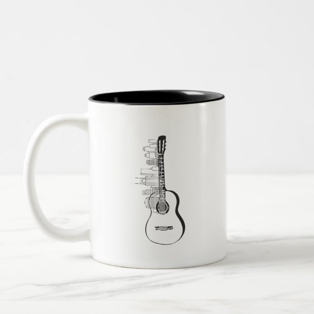 Tasse 2 Couleurs Guitare Skyline de Nashville (Gauche)