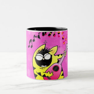 Tasse 2 Couleurs Guitariste fou de chat