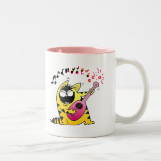 Tasse 2 Couleurs Guitariste fou de chat