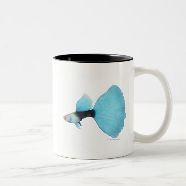 Tasse 2 Couleurs Guppy de fantaisie bleue à moitié noire (Droit)