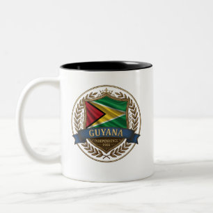 Tasse 2 Couleurs Guyana Heritage Crest Fierté des Caraïbes