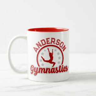 Tasse 2 Couleurs Gymnastique AJOUTER LE NOM Gymnaste Vault Floor At
