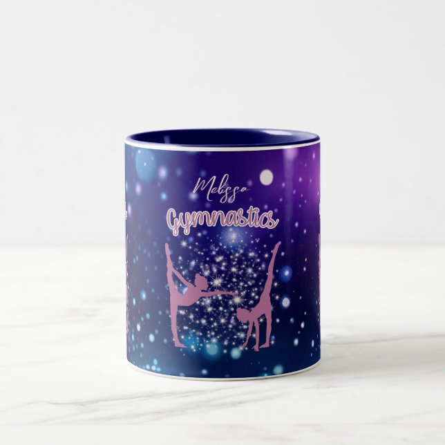 Tasse 2 Couleurs Gymnastique Galaxie Purple Turquoise Personnalisé (Centre)