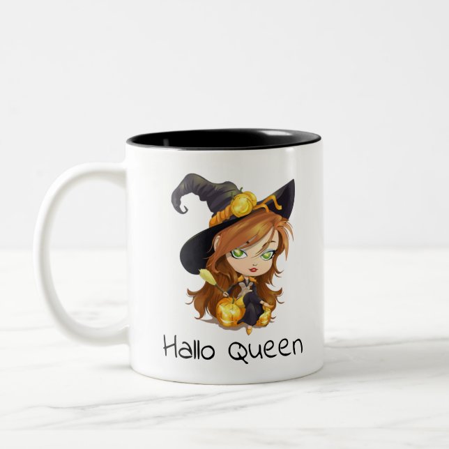 Tasse 2 Couleurs Hallo Queen Cute Witch | Halloween (Gauche)