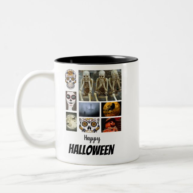 Tasse 2 Couleurs Halloween 8 Photo Collage personnalisé (Gauche)