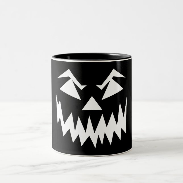 Tasse 2 Couleurs Halloween à visage effrayant noir (Centre)