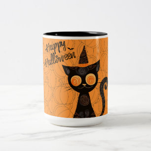 Tasse 2 Couleurs Halloween/chat/citrouille/automne