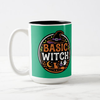 Tasse 2 Couleurs Halloween : chat noir et fantôme – Sorcière Basiqu