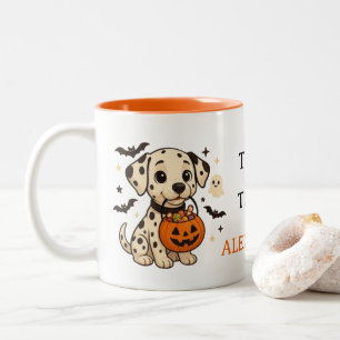 Tasse 2 Couleurs Halloween Chien Dalmatien Trick ou traitement