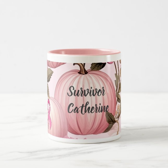 Tasse 2 Couleurs Halloween Citrouille rose survivant (Centre)