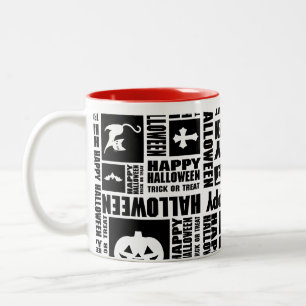 Tasse 2 Couleurs Halloween Cool Whimsical Typographie Motif noir