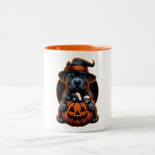 Tasse 2 Couleurs Halloween de chien - Pitbull Witch