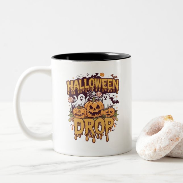 Tasse 2 Couleurs Halloween Drop (Avec donut)