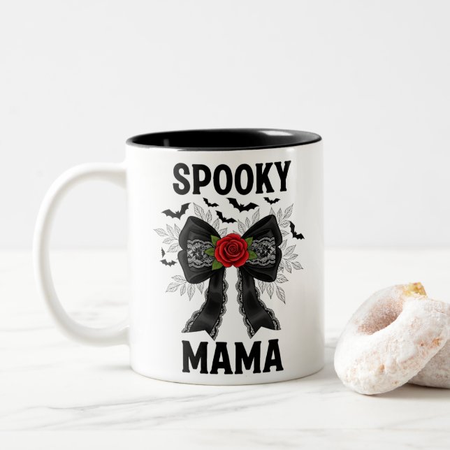 Tasse 2 Couleurs Halloween éffrayant Mama Coquette (Avec donut)